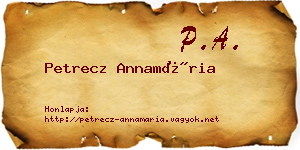 Petrecz Annamária névjegykártya