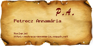 Petrecz Annamária névjegykártya